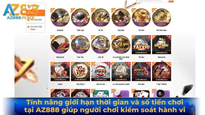 Tính năng giới hạn thời gian và số tiền chơi tại AZ888 giúp người chơi kiểm soát hành vi